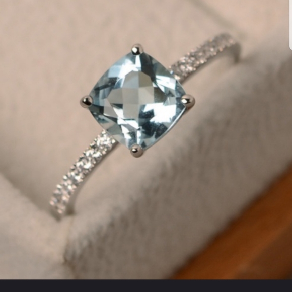Jewelry - 💍💍Beautiful Cushion Cut Sea Blue CZ ring💍💍